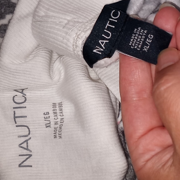 Nautica super soft long sleeve 3/4 button down grey/white patterned pajama set - Picture 7 of 8